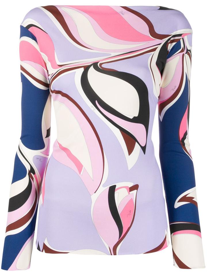 Emilio Pucci Graphic Print Long Sleeve Top - Pink