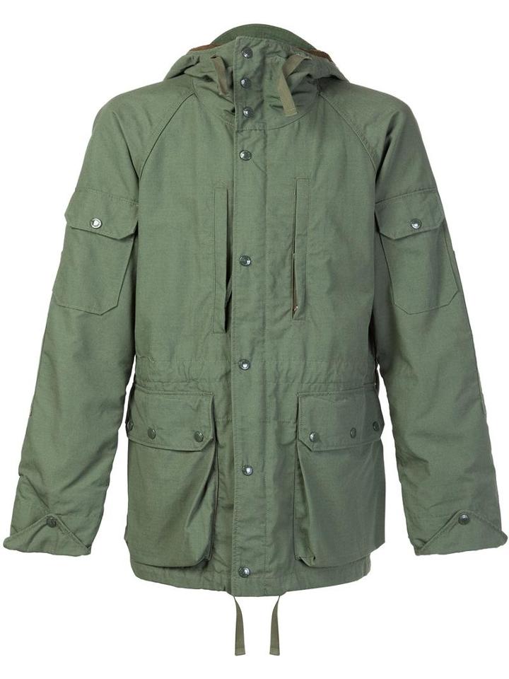 Engineered Garments Zipped Hooded Jacket, Men's, Size: Large, Green, Cotton/nylon