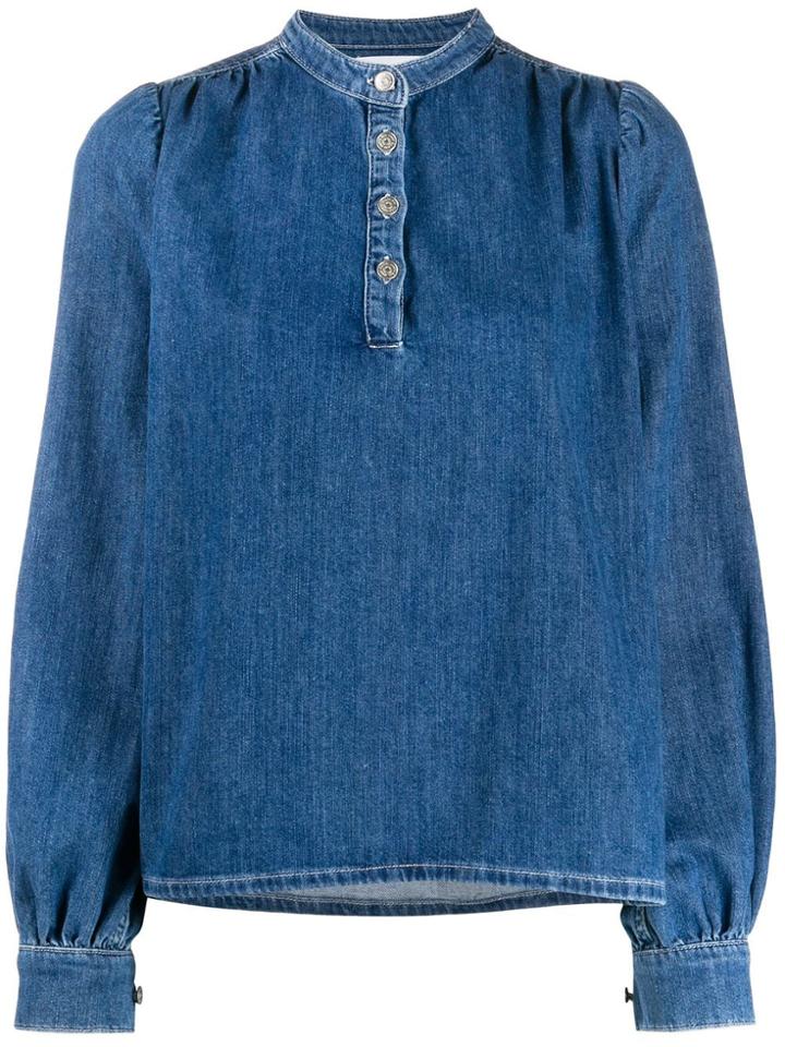 Ganni Button-front Denim Shirt - Blue