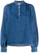 Ganni Button-front Denim Shirt - Blue