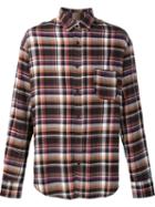 The Elder Statesman Deadstock Flannel Checked Shirt, Men's, Size: Large, Brown, Cotton