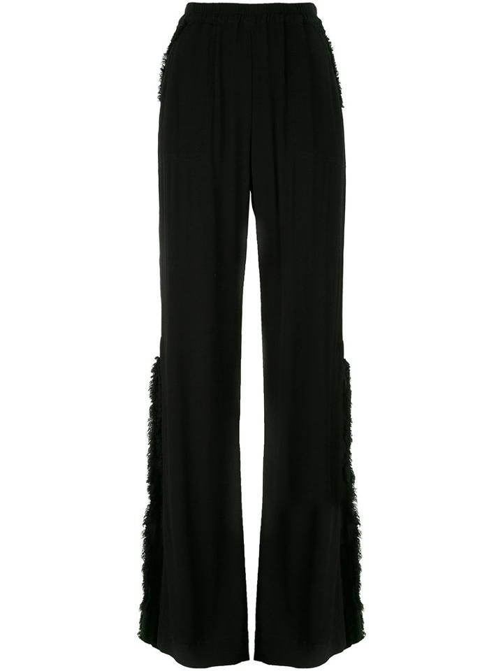 Raquel Allegra - Frayed Flared Trousers - Women - Rayon - 3, Black, Rayon