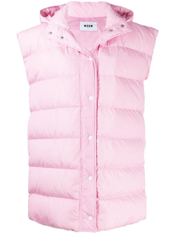 Msgm Padded Gilet-style Coat - Pink