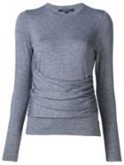 Derek Lam Long Sleeve Top With Gathered Side Detail - Grey