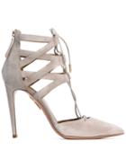 Aquazzura Belgravia Pumps, Women's, Size: 38, Grey, Suede/leather