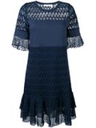 See By Chloé - Crochet Detail Dress - Women - Cotton/viscose - S, Women's, Blue, Cotton/viscose