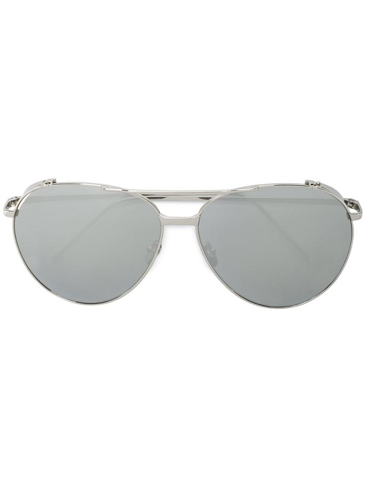 Linda Farrow White Gold 425 C2 Aviator Sunglasses - Metallic
