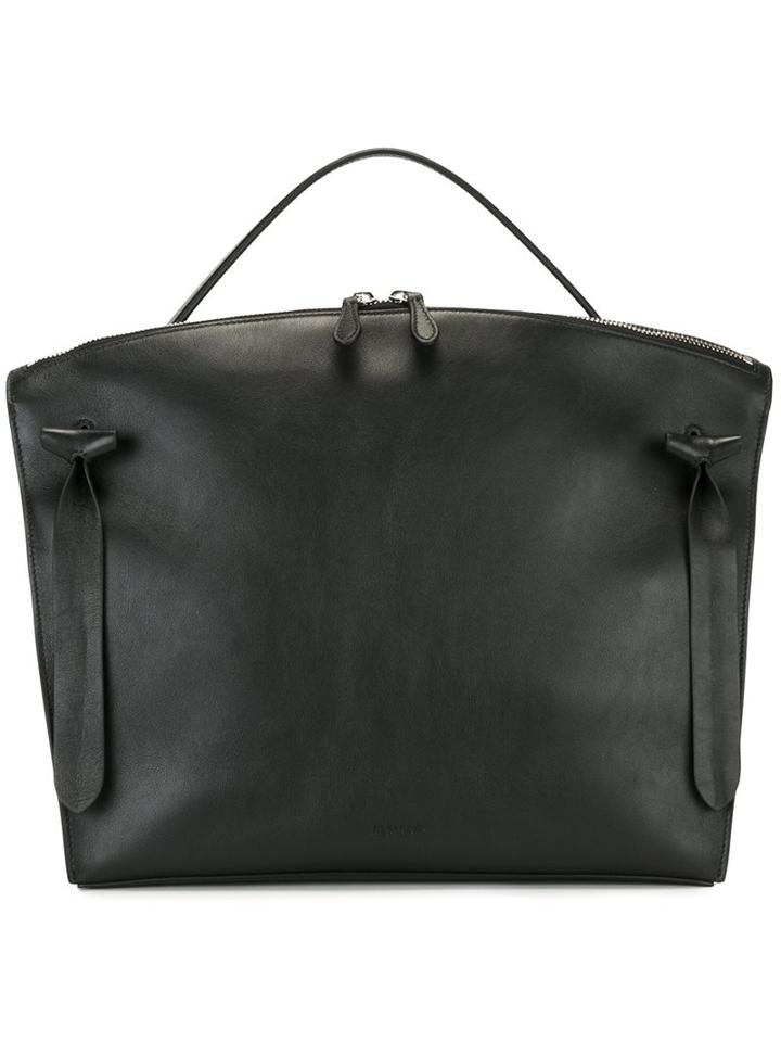 Jil Sander Zipped Tote, Women's, Black, Calf Leather