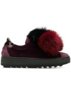 Philippe Model Madeleine Fox Fur Pom-pom Sneakers - Pink & Purple