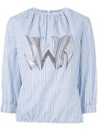 J.w.anderson Logo Print Striped Shirt, Women's, Size: 6, White, Cotton