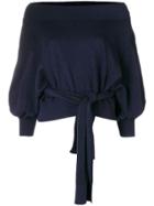 Palmer / Harding Knot Off The Shoulder Jumper - Blue