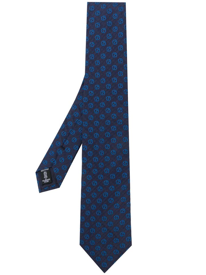 Giorgio Armani Branded Tie - Blue