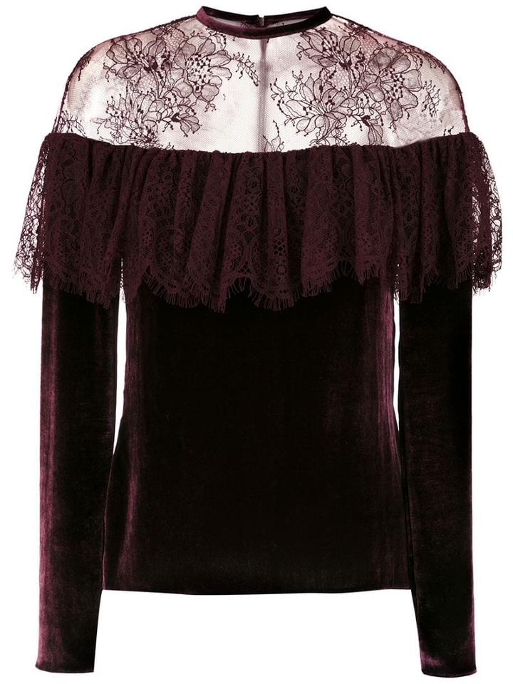 Reinaldo Lourenço Lace Panel Ruffled Blouse - Red