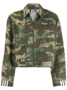 Adidas Camouflage-print Collared Jacket - Green