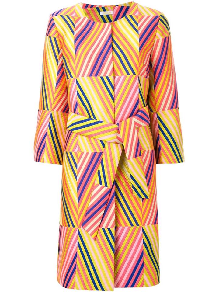 P.a.r.o.s.h. Striped Jacquard Coat, Women's, Size: Xxl, Yellow/orange, Nylon/polyester