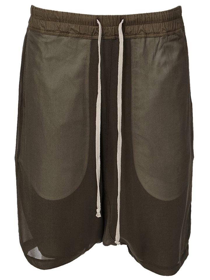 Rick Owens Drop Crotch Shorts, Women's, Size: 42, Green, Silk/cotton/cupro