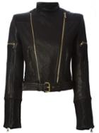 Balmain Biker Jacket, Women's, Size: 40, Black, Lamb Skin/viscose/cotton