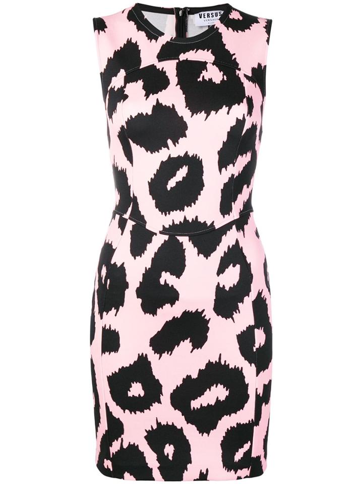 Versus Animal Print Fitted Dress - Pink & Purple