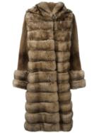 Liska Hooded Fur Coat, Women's, Size: Medium, Brown, Mink Fur/sable