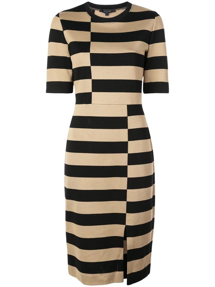 Derek Lam Offset Stripe Jersey Dress - Black