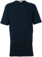 Marni Check Panel T-shirt, Men's, Size: 48, Blue, Spandex/elastane/wool/virgin Wool