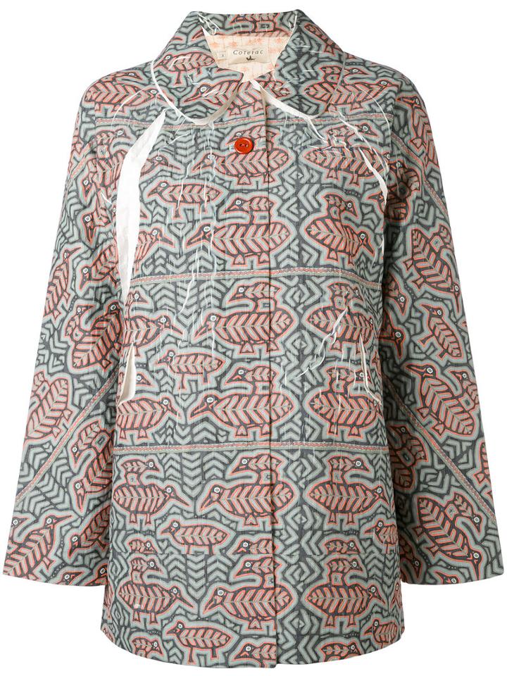 Cotélac - Printed Button Up Jacket - Women - Cotton/polyester/acetate - 1, Green, Cotton/polyester/acetate