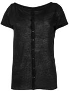 Majestic Filatures - Buttoned Back T-shirt - Women - Linen/flax - Iv, Blue, Linen/flax