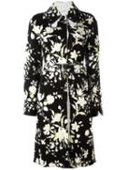 Céline Floral Belted Coat, Women's, Size: 38, Black, Viscose/mulberry Silk