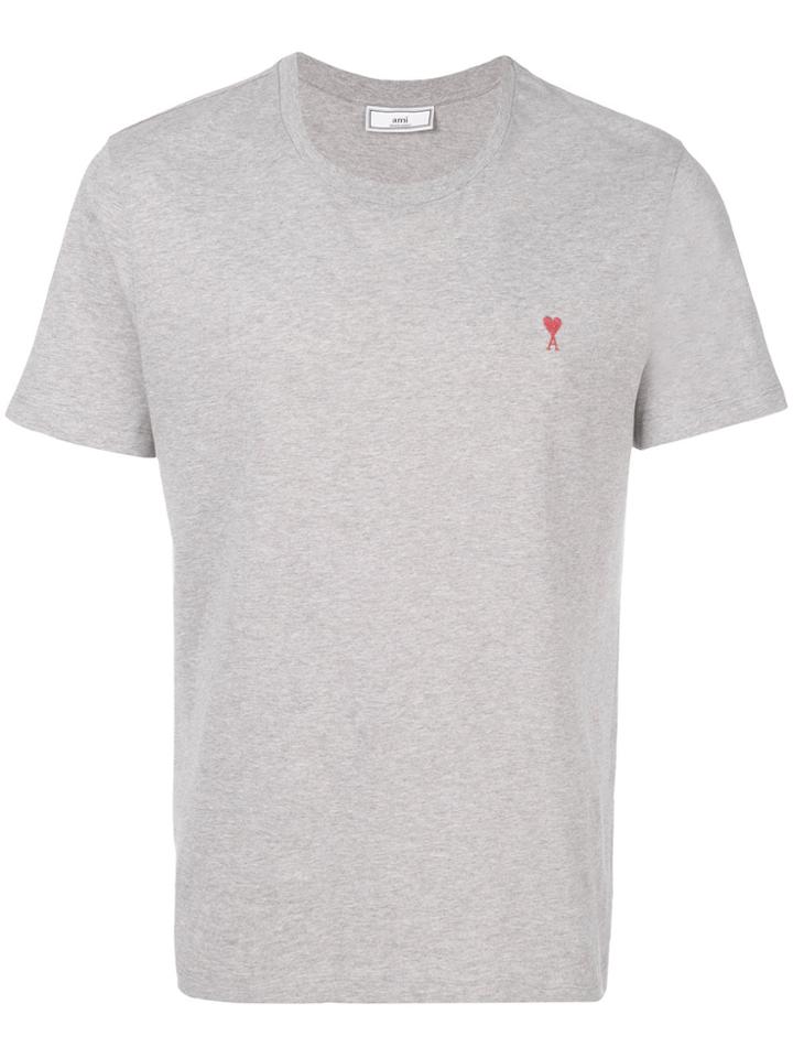 Ami Alexandre Mattiussi T-shirt With Embroidery - Grey