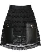 Toga Faux Leather Panelled Mini Skirt, Women's, Size: 38, Black, Cotton/linen/flax/polyurethane/artificial Leather