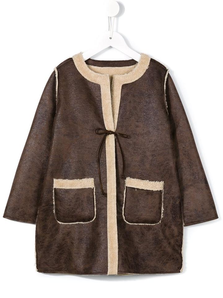 Babe And Tess Reversible Faux Shearling Coat, Girl's, Size: 12 Yrs, Brown