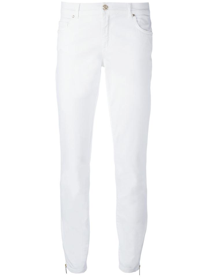 Versace Jeans - Zipped Cuff Skinny Jeans - Women - Cotton/spandex/elastane - 28, White, Cotton/spandex/elastane