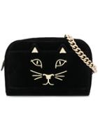 Charlotte Olympia Embroidered Kitty Satchel - Black