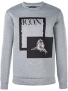 Emporio Armani 'icon' Print Sweatshirt, Men's, Size: Large, Grey, Polyester/viscose
