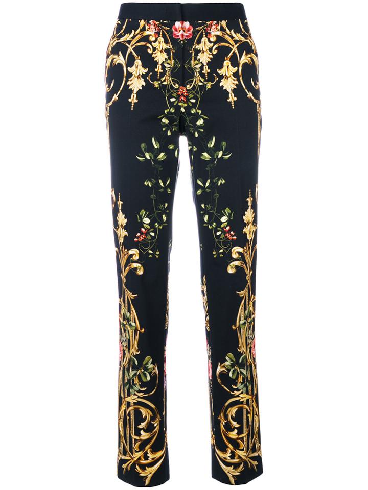 Alberta Ferretti Stampa Faille Printed Skinny Trousers - Black
