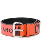 Moschino Logo Print Belt - Orange