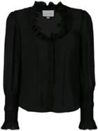 Alexis Ruffle Trim Shirt - Black