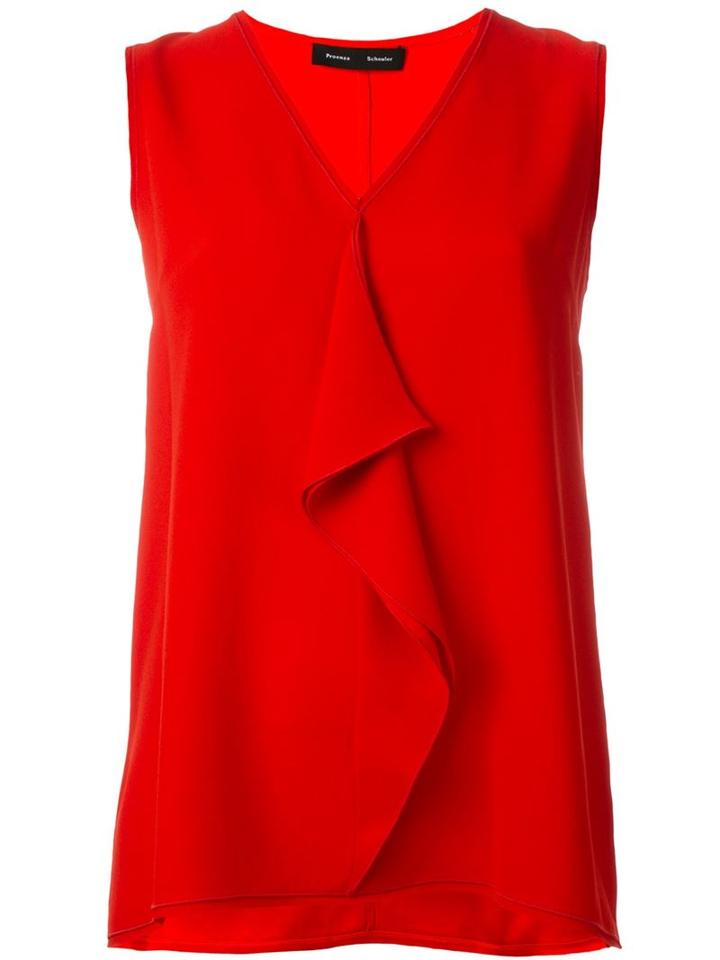 Proenza Schouler Ruffled Front Blouse, Women's, Size: 4, Red, Acetate/viscose