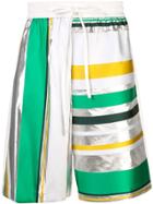 Prabal Gurung Metallic Stripe Track Shorts - White
