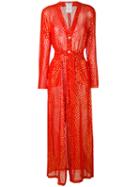 Melampo - Dotted Pattern Gown - Women - Silk/lurex - 42, Red, Silk/lurex