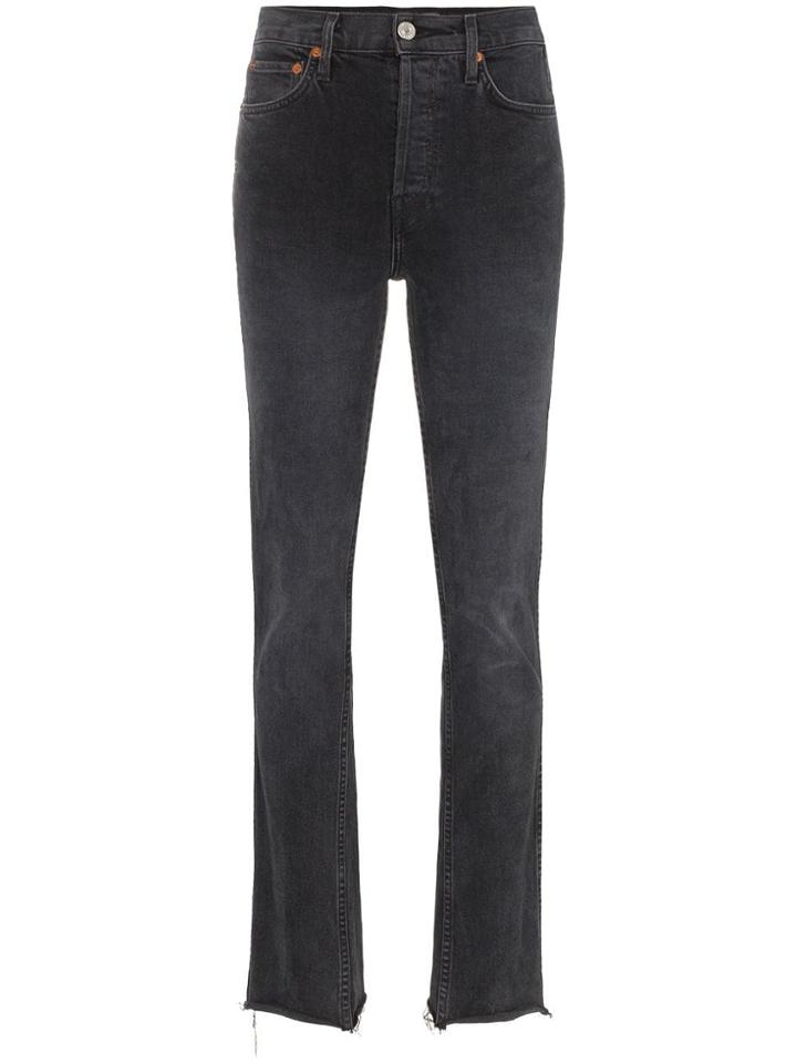 Re/done Black Double Needle Long Straight Leg Jeans