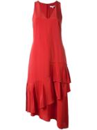 Tibi V-neck Ruffle Dress - Red