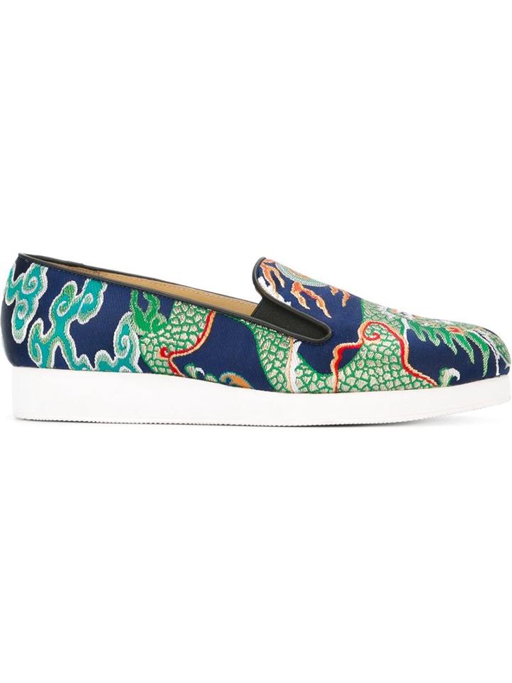 Xander Zhou Oriental Motif Slippers