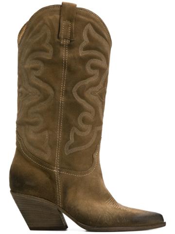 Elena Iachi Blues Cowboy Boots - Neutrals