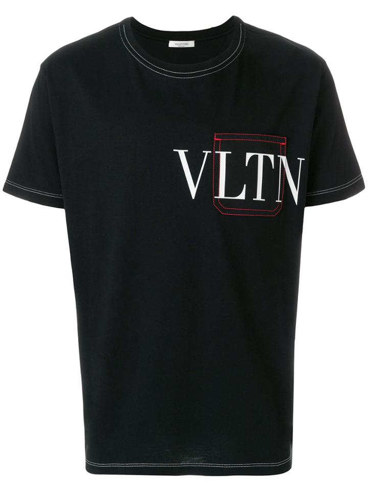 Valentino Vltn Stitched Detail T-shirt - Black