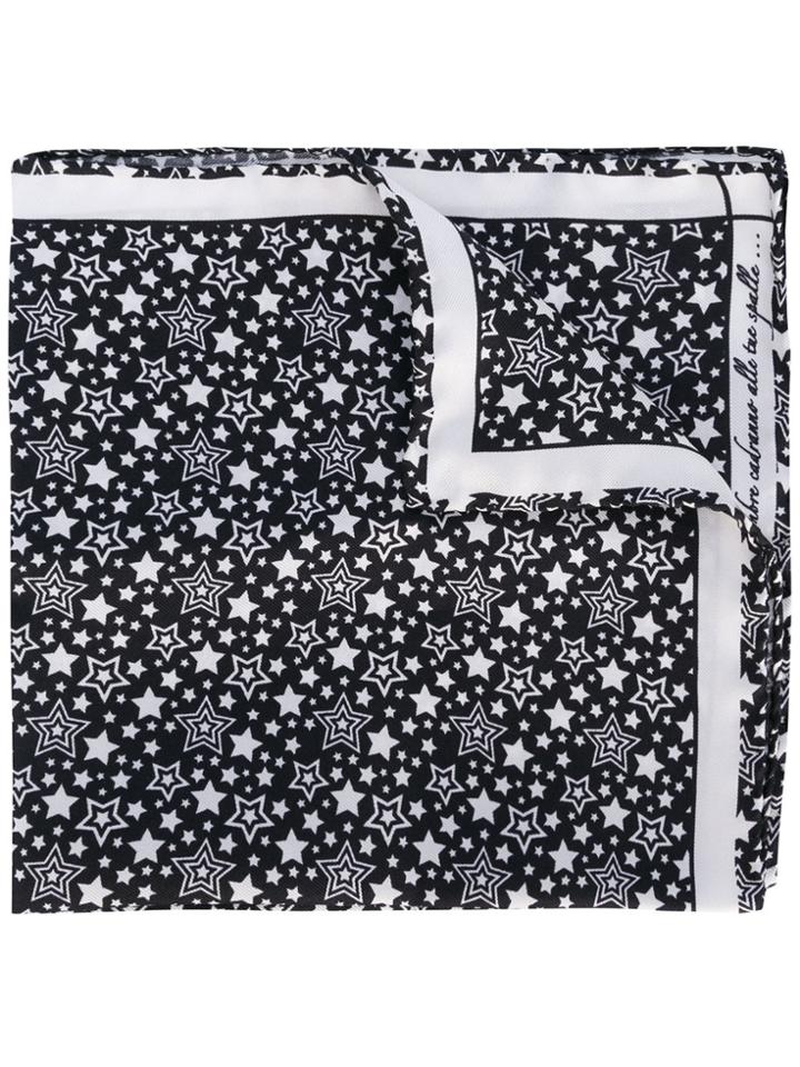 Fefè Star Print Pocket Square - Black