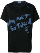 Yohji Yamamoto Slogan Print T-shirt - Blue