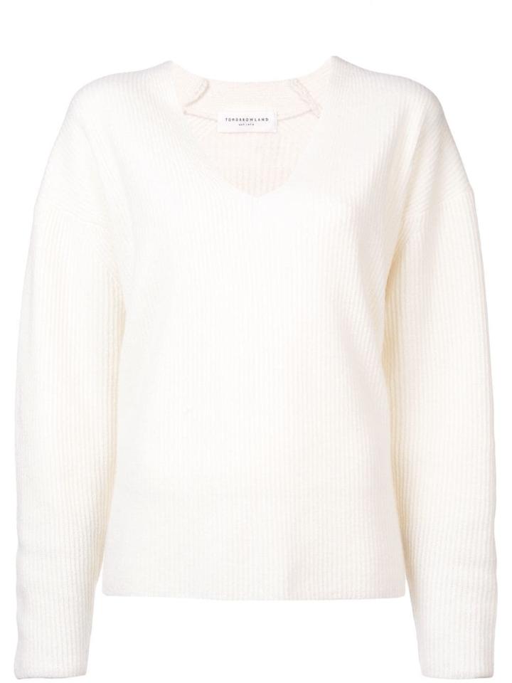 Tomorrowland V-neck Rib Sweater - White