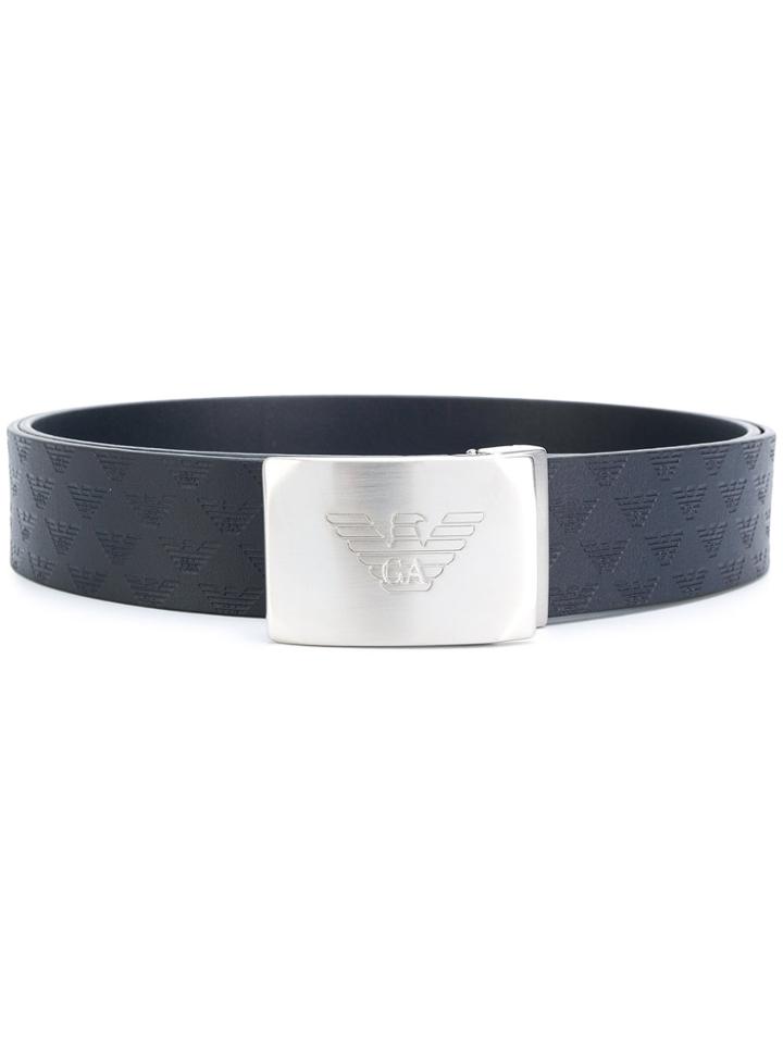 Emporio Armani Logo Embossed Belt - Blue