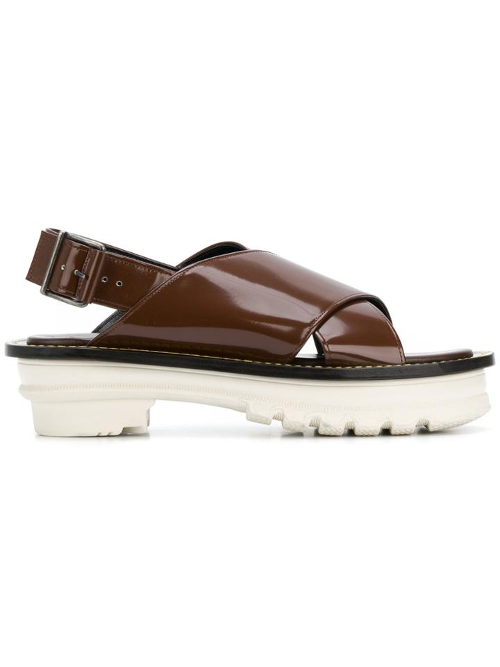 Marni Cross-over Strap Sandals - Brown